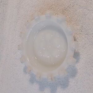 Floral Design Milk Glass Coaster